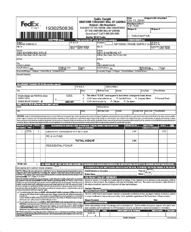 Fedex Freight Printable Bol Blank Form