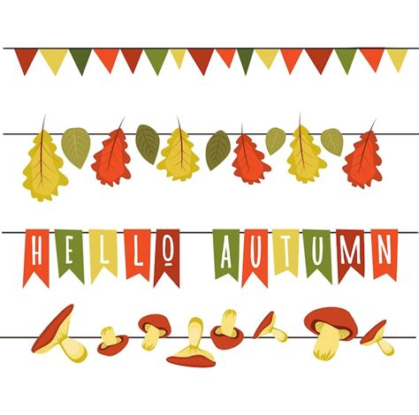 Premium Vector Colored Flags Holiday Decoration Hello Autumn Holiday