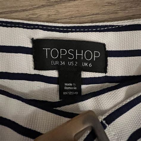 Topshop Womens White And Navy Trousers Depop