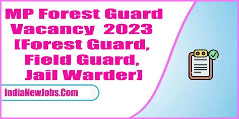 MP Forest Guard Vacancy 2023 Forest Guard Field Guard Jail Warder