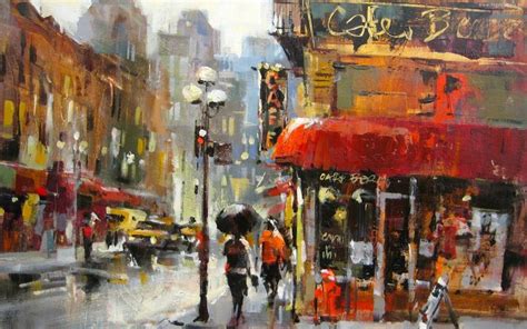 Obraz, Ulica | Painting, Rain painting, Art painting