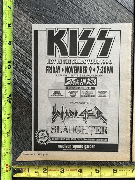 KISS Concert Ad Hot In The Shade Tour MSG NYC Eric Carr Last Show Vintage Kiss Rock City