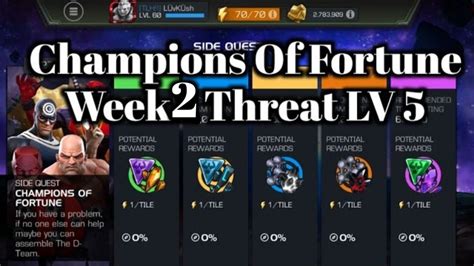 Mcoc Champions Of Fortune Week 2 Threat Lv 5 Side Quest January 2024 Marvel Contest Of