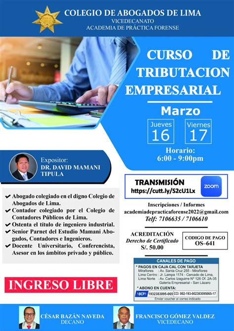 Curso de Tributación Empresarial Ilustre Colegio de Abogados de Lima