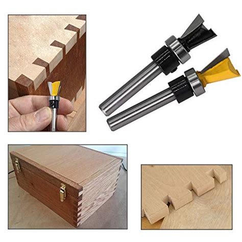 Yakamoz 2pcs 14 Inch Shank Dovetail Joint Router Bits With Bearing