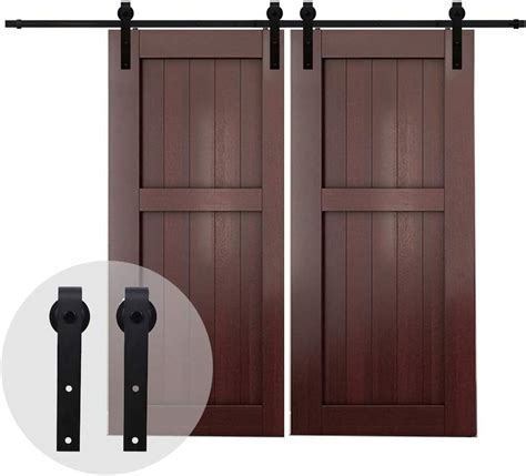 Ft Heavy Duty Sturdy Sliding Barn Door Hardware Kit For Double Door