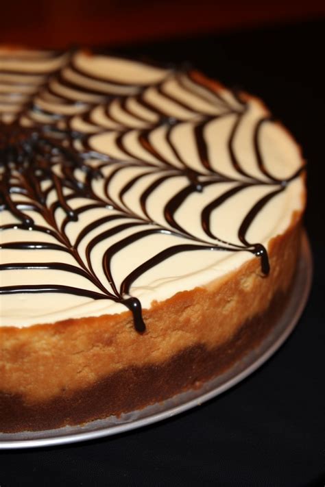 Chocolate Spiderweb Pumpkin Cheesecake