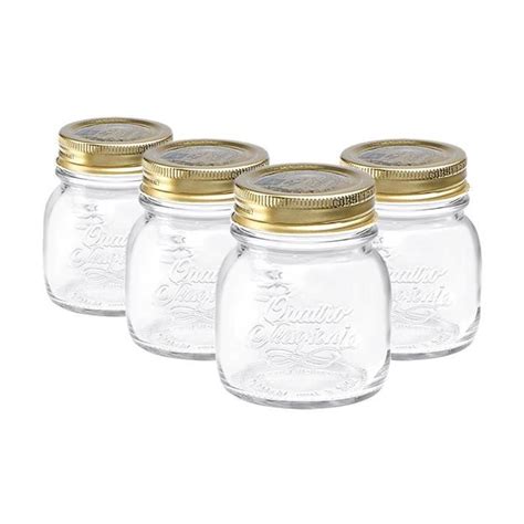 4x 150ml Quattro Stagioni Grand Pot de Stockage en Verre Couvercle à