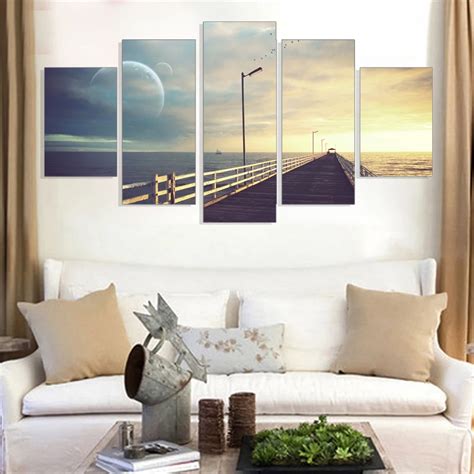 Unframed Canvas Painting Sunset Seascape Modular Contracted Modern