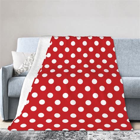 Ocsxa Flannel Fleece Red Polka Dot Print Throw Blanket Lightweight