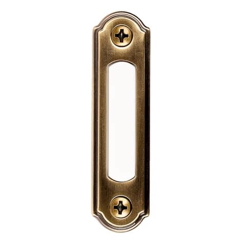 Hampton Bay Wired Led Illuminated Doorbell Push Button Antique Brass Hb 550 00 The Home Depot