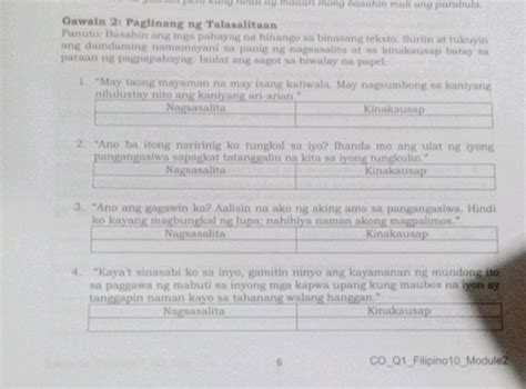 Gawain 2 Paglinang Ng Talasalitaan Panuto StudyX