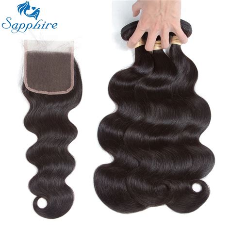 Safira Onda Do Corpo Peruano Pcs Humanos Bundles Cabelo Lace