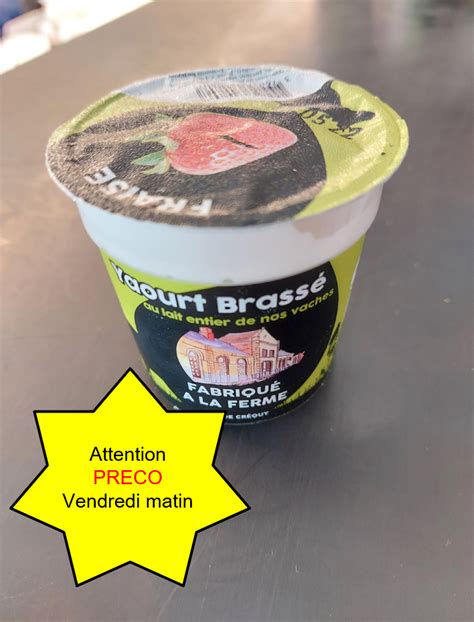 Yaourt brassé fraise Ferme de Crequy 125g x5 PRECO Affinord La