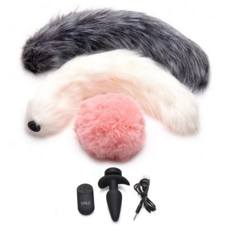 Tailz Vibrating Silicone Anal Plug Tails With Remote Control Set