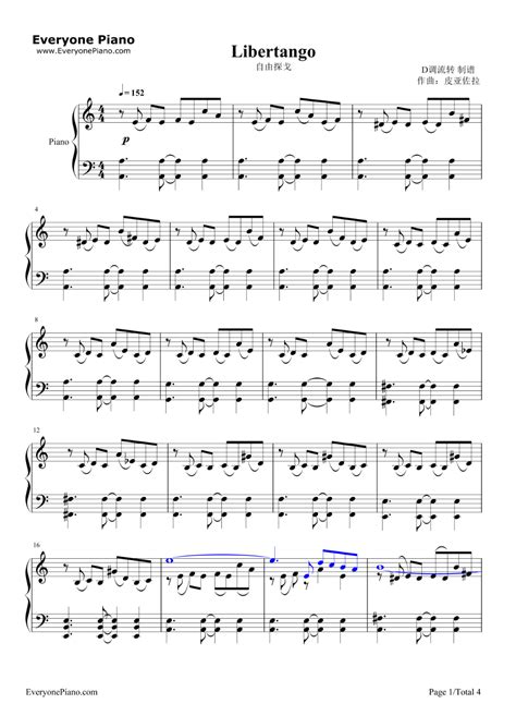 Libertango Ástor Piazzolla Stave Preview Printable Sheet Music Piano