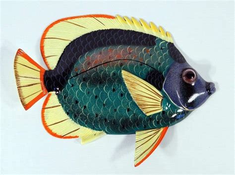 Handpainted Tropical Fish Replica Wall Mount Decor Plaque