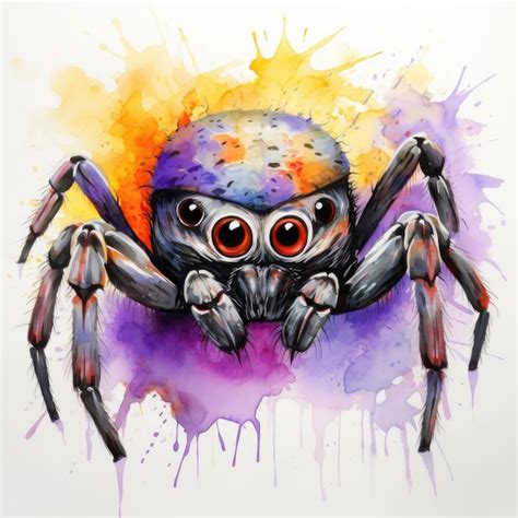 Premium Ai Image Wickedly Hilarious Spider In Watercolor Halloween