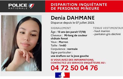 Lyon La Police Recherche Denia 13 Ans Disparue Depuis Plus De Trois