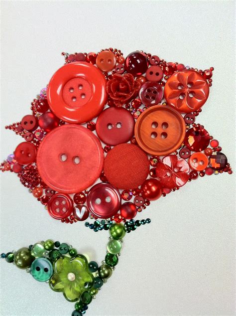 Rose Button Art Button & Swarovski Rose on Luulla