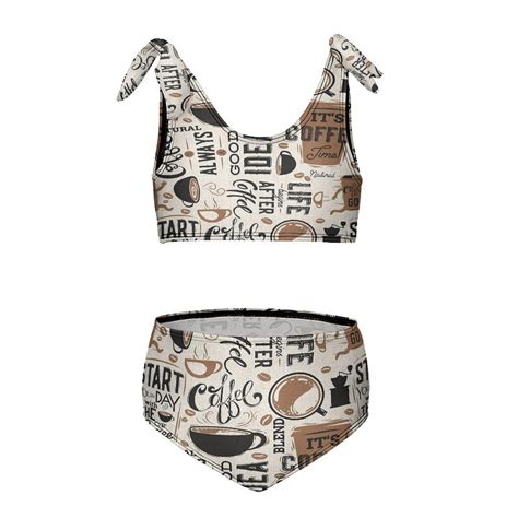 Coffee Themed Girl S Piece Bikini Set Beach Sport Swimsuit Swimwear Y Cm Walmart