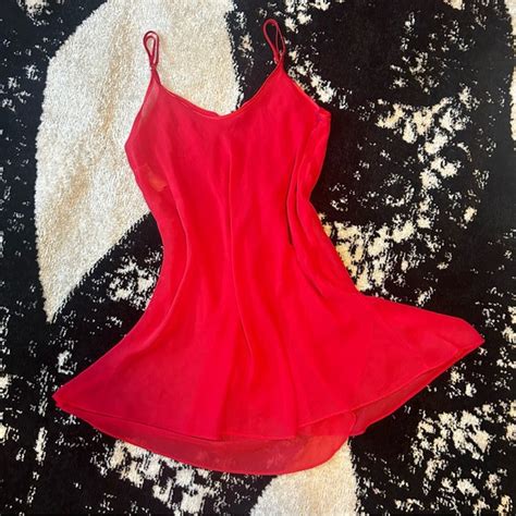 Dentelle Intimates Sleepwear Dentelle Red Sheer Flowey Slip Dress Lingerie Top Poshmark