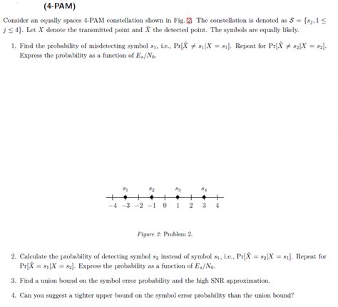 Solved Consider An Equally Spaces Pam Constellation Shown Chegg