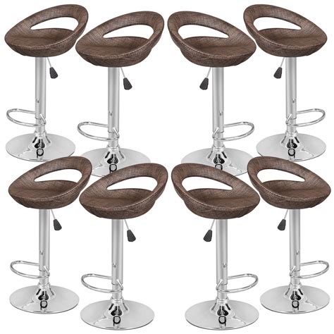 ZENSTYLE 8 Pieces Pub Swivel Barstool Patio Adjustable Pub Chairs ...