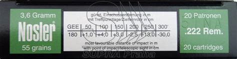 Dalekohledy NÁBOJ HIRTENBERGER 222 REM Nosler Solid Base 3 6g