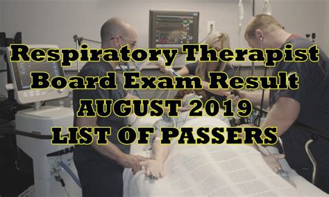 Respiratory Therapist Board Exam Result August 2019 Passers (SPLE)