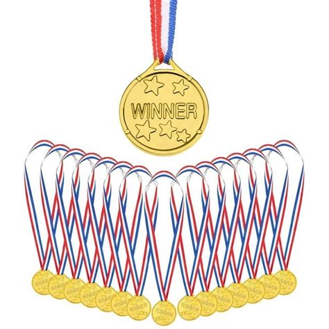 25 Pieces Gold Plastic Winner Medals Kids Childrens Party Award Medals