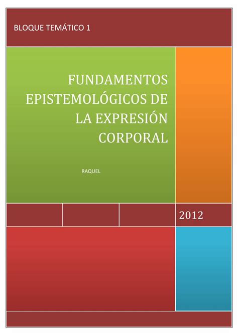 Pdf Pbloque I Fundamentos EpistemolÓgico De La ExpresiÓn Corporal