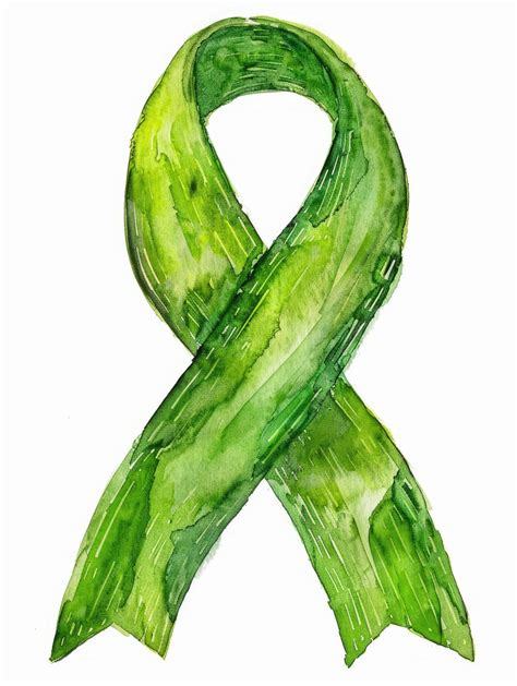 Aquarela Lime Green Cancer Ribbon Para Conscientização E Apoio Ao