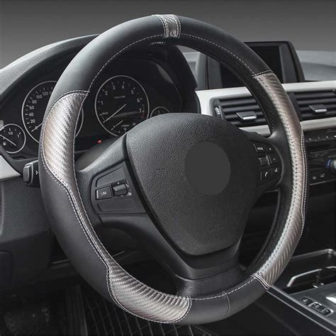 Steering Wheel Cover Carbon Fiber Leather Outer Diameter Cm Soft