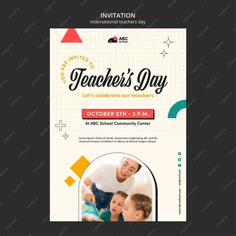 Premium Psd Teacher S Day Invitation Template With Geometric Shapes