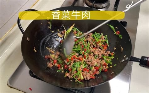 香菜牛肉 湖南小炒 好好吃大火快炒哟 哔哩哔哩