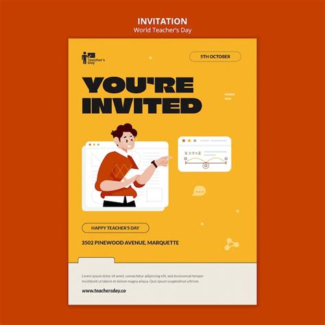 Free Psd World Teachers Day Invitation Template