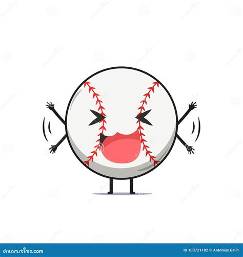 Baseball Laughing Loudly Mascot Vector Cartoon Illustration