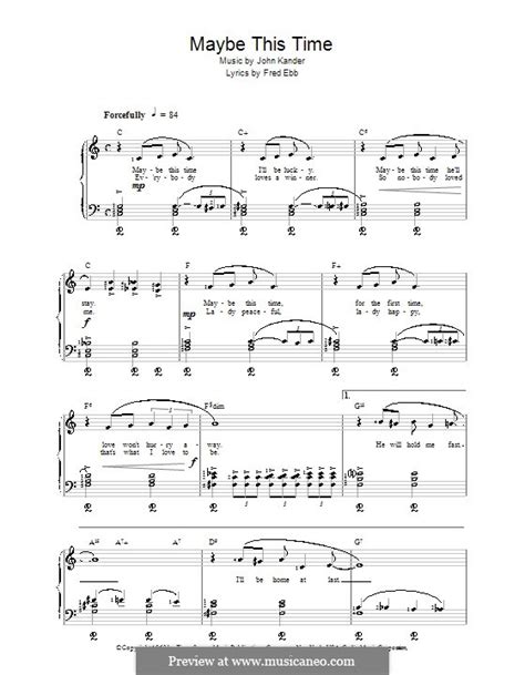 Maybe This Time From Cabaret By J Kander Sheet Music On Musicaneo