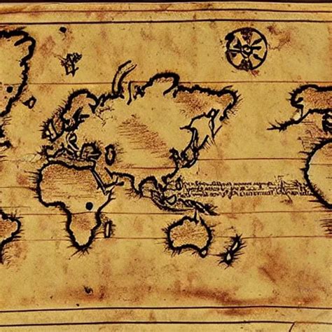 Ancient Pirate Treasure Map Printed On Parchment Stable Diffusion