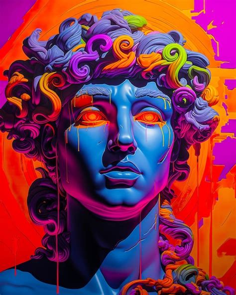 Pintura De Graffiti De Medusa Retrato Realista Hiperdetalhado Estilo De