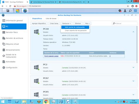 Configuracion De Active Backup For Business De Synology Soluciones