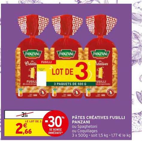 Promo Pâtes Créatives Fusilli Panzani chez Intermarché Contact