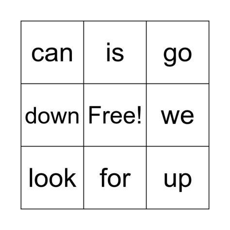 WORD BINGO Card