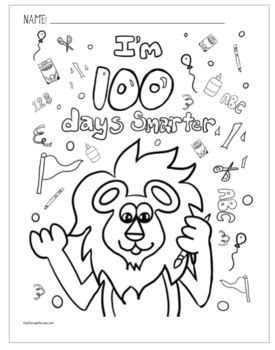 Coloring Page: I'm 100 Days Smarter! | Coloring pages, Lion coloring ...