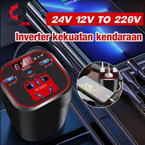 Inverter Universal Dudukan Kendaraan Konverter Daya 12V 24V Inverter