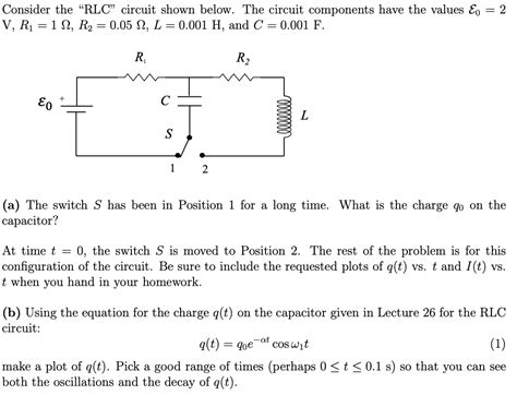 Solved Consider The “rlc” Circuit Shown Below The Circuit