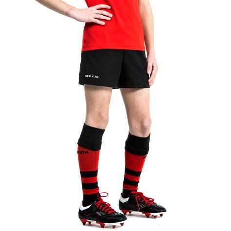 Kids' Rugby Shorts with Pockets R100 - Black - Decathlon