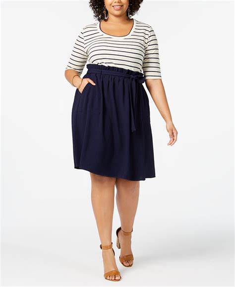 Monteau Trendy Plus Size Belted A Line Dress Macys