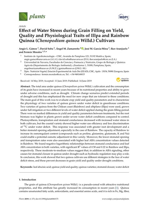 PDF Effect Of Water Stress During Grain Filling On Yield Quality And